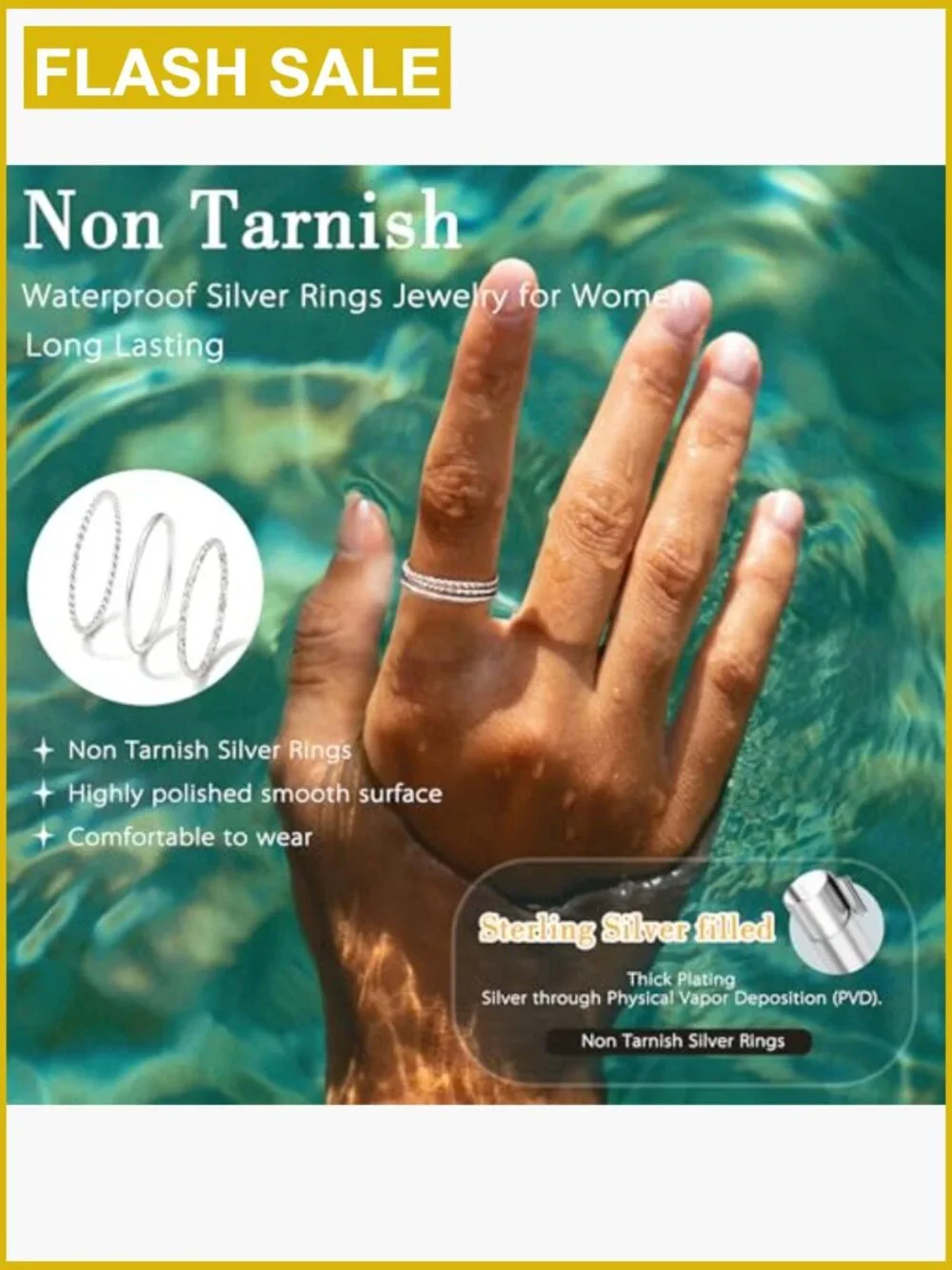 3-Piece Dainty Stackable Thin Ring Set 925 Sterling Silver